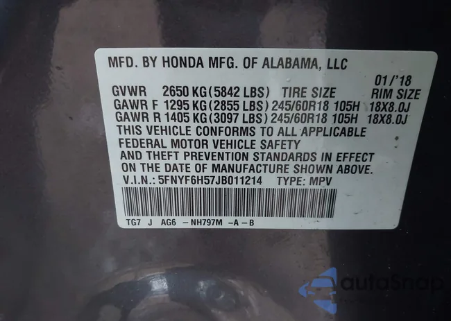 5FNYF6H57JB011214: 43874596