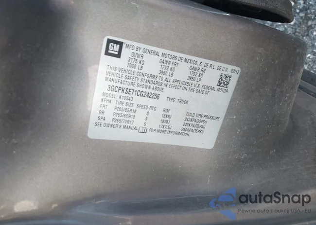 3GCPKSE71CG242256: 43874651