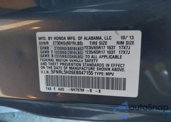 5FNRL5H26EB047155: 43874798