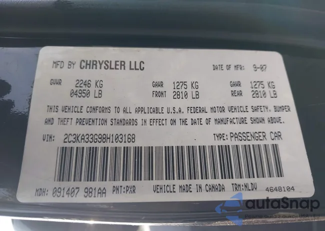 2C3KA33G98H103168: 43874803