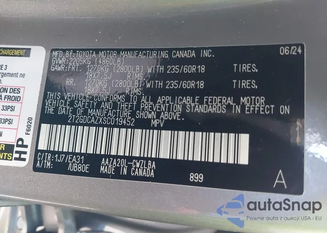 2T2GDCAZXSC019452: 43874853