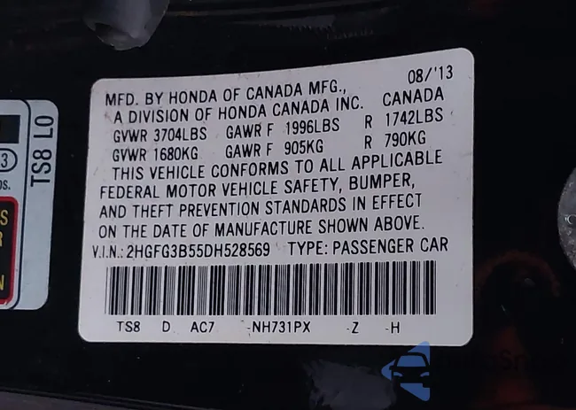 2HGFG3B55DH528569: 43876039