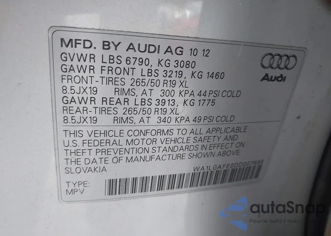 WA1LGAFE0DD007668: 43876071