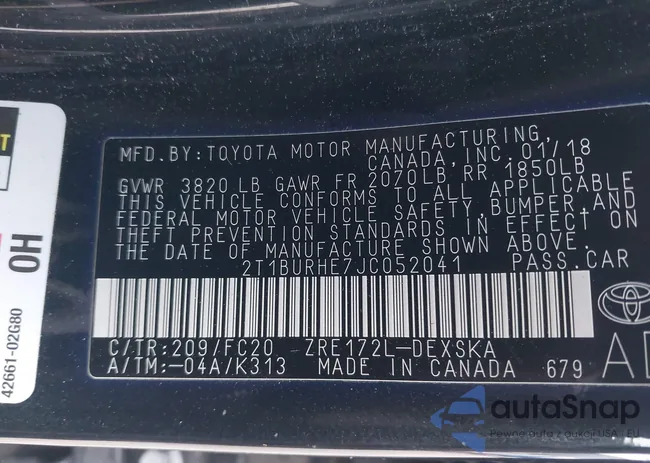 2T1BURHE7JC052041: 43876179