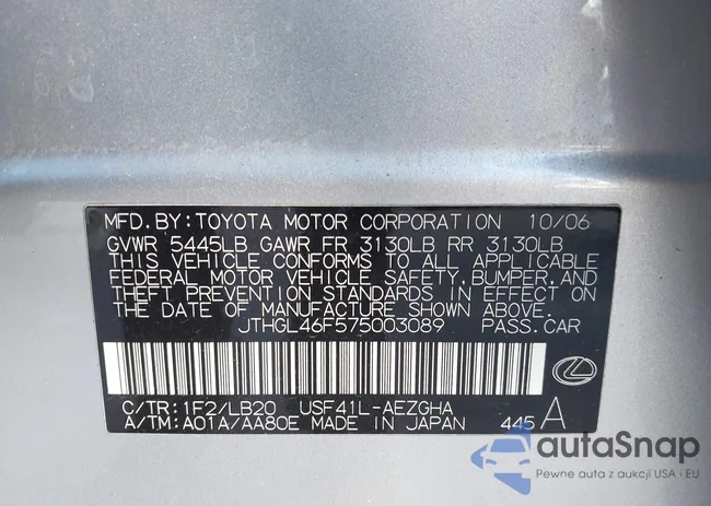 JTHGL46F575003089: 43876268