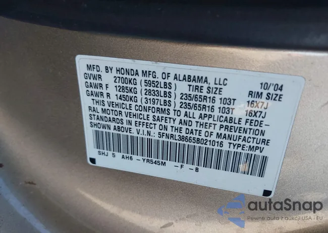 5FNRL38665B021016: 43875853