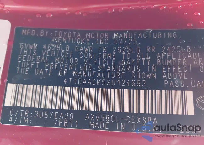 4T1DAACK5SU124693: 43876879