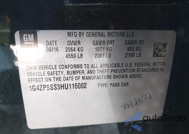 1G4ZP5SS3HU116002: 43877231