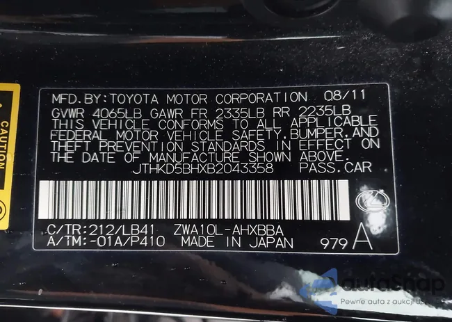 JTHKD5BHXB2043358: 43877313