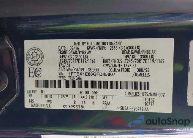 1FTEX1E88GFD45807: 43877417