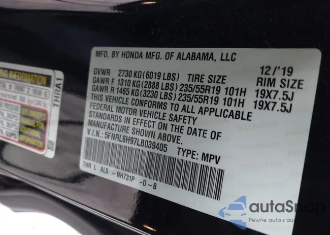 5FNRL6H97LB039405: 43877432