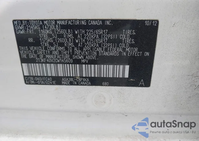 2T3KF4DV2CW145609: 43877903