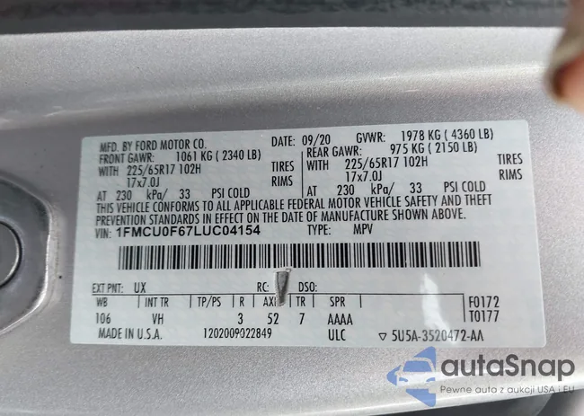 1FMCU0F67LUC04154: 43877974