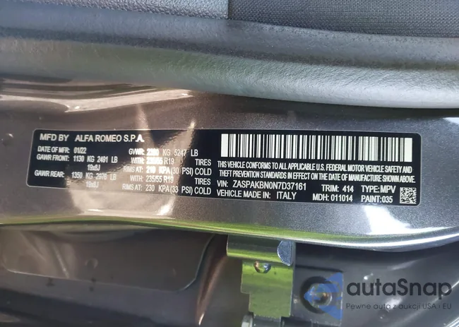 ZASPAKBN0N7D37161: 43878049