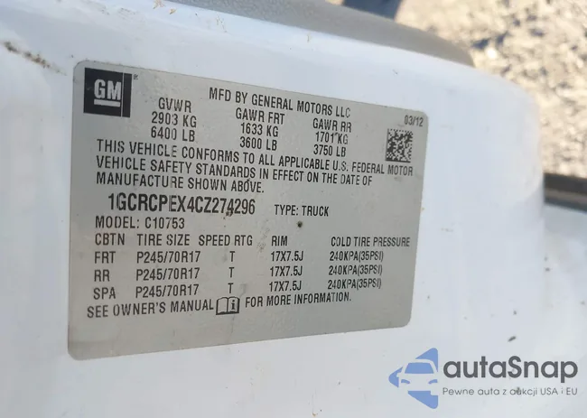 1GCRCPEX4CZ274296: 43878079