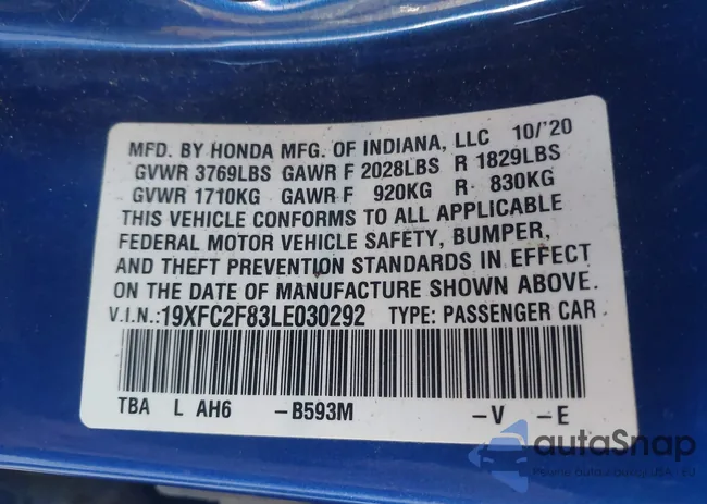 19XFC2F83LE030292: 43878170