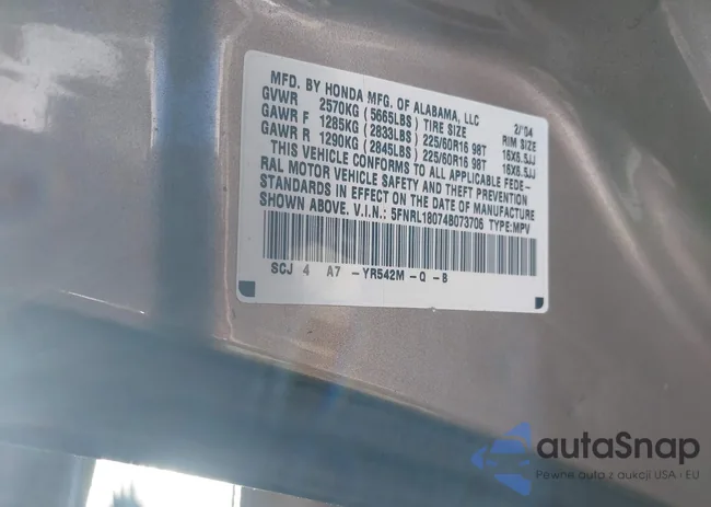 5FNRL18074B073706: 43877464