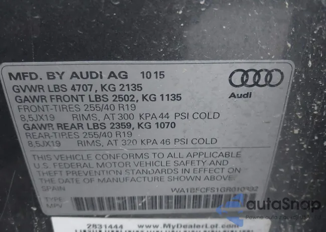 WA1BFCFS1GR010392: 43879103