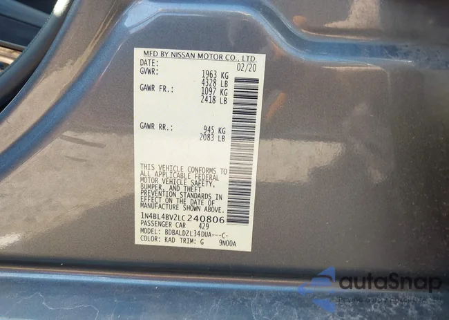 1N4BL4BV2LC240806: 43879132