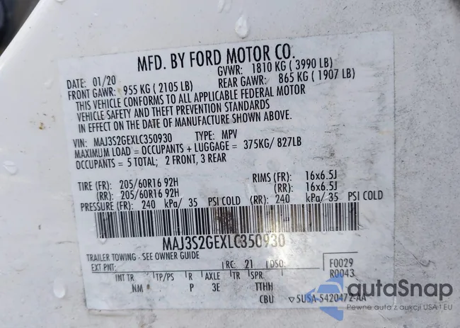 MAJ3S2GEXLC350930: 43879141