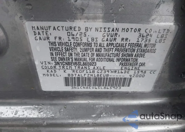 3N1CN8EV6SL865923: 43879209