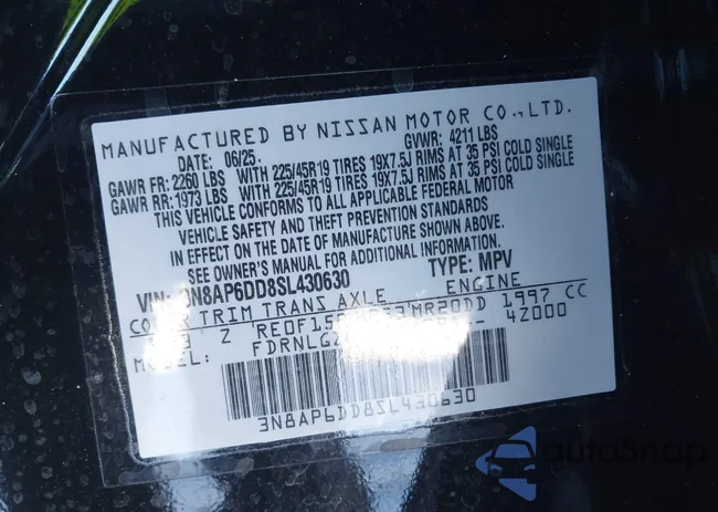 3N8AP6DD8SL430630: 43879430