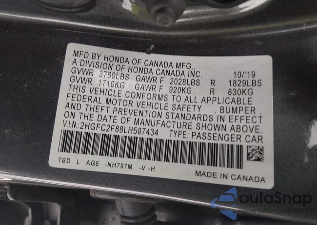 2HGFC2F88LH507434: 43878449