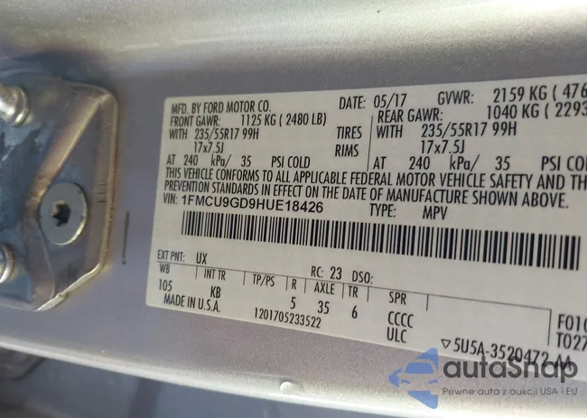 1FMCU9GD9HUE18426: 43878549