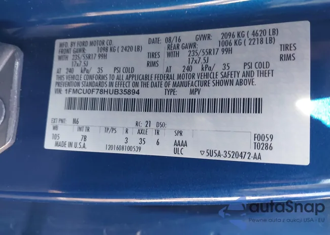 1FMCU0F78HUB35894: 43879946