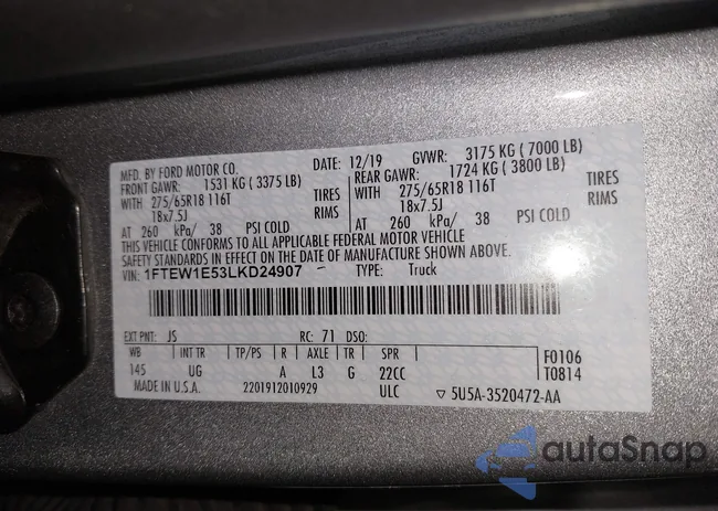 1FTEW1E53LKD24907: 43879998