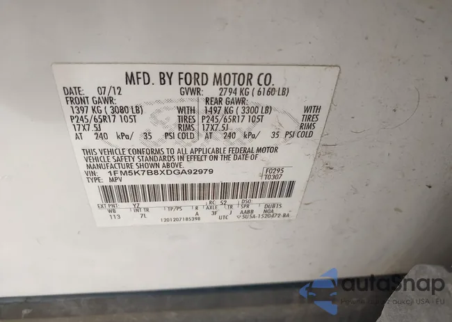 1FM5K7B8XDGA92979: 43880014