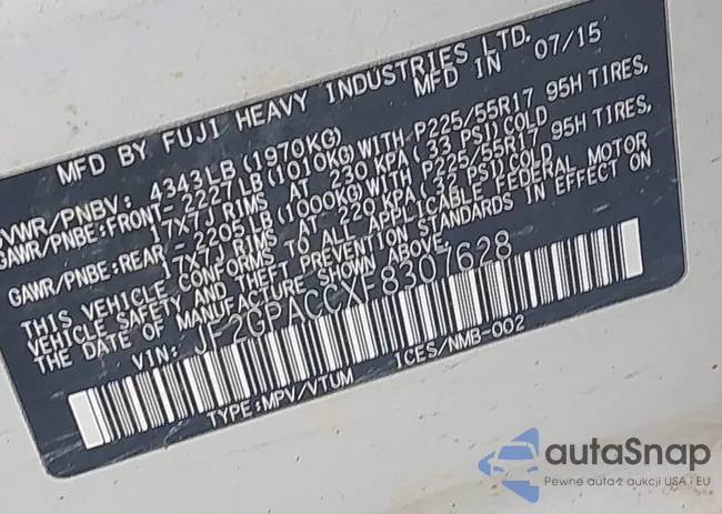 JF2GPACCXF8307628: 43880050