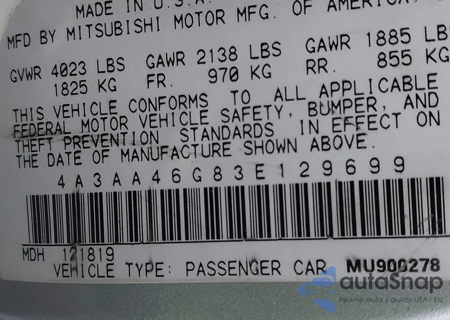 4A3AA46G83E129699: 43880096