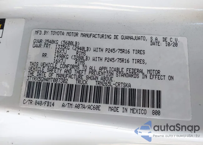 3TYRX5GN4MT007302: 43880195