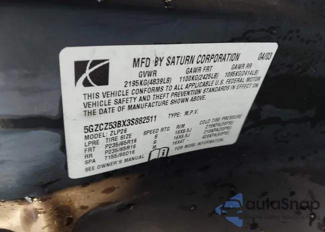 5GZCZ53BX3S882511: 43880301