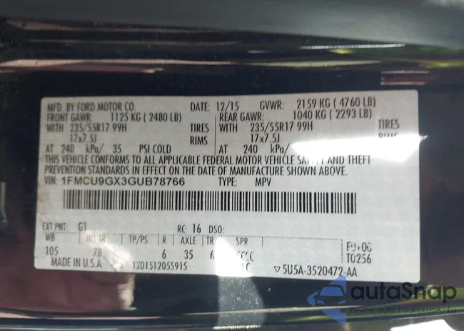 1FMCU9GX3GUB78766: 43880951