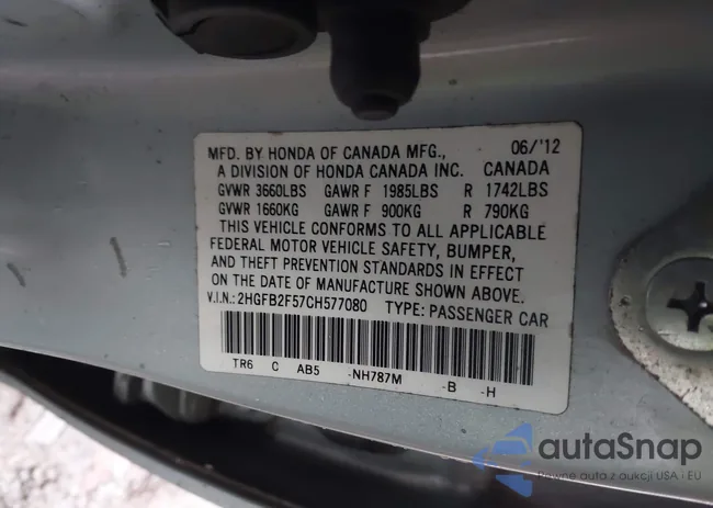 2HGFB2F57CH577080: 43881214