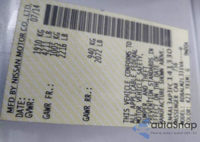 1N4AL3AP3FC141330: 43881244