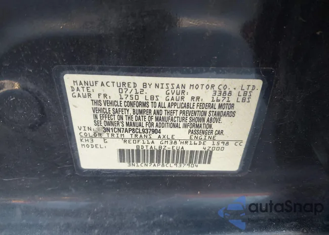 3N1CN7AP8CL937904: 43881432