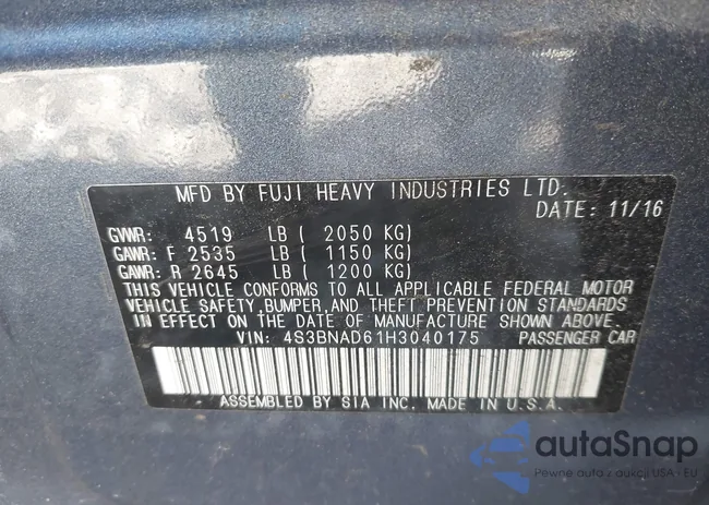 4S3BNAD61H3040175: 43880657