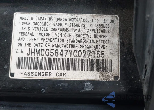 JHMCG5647YC027155: 43880706