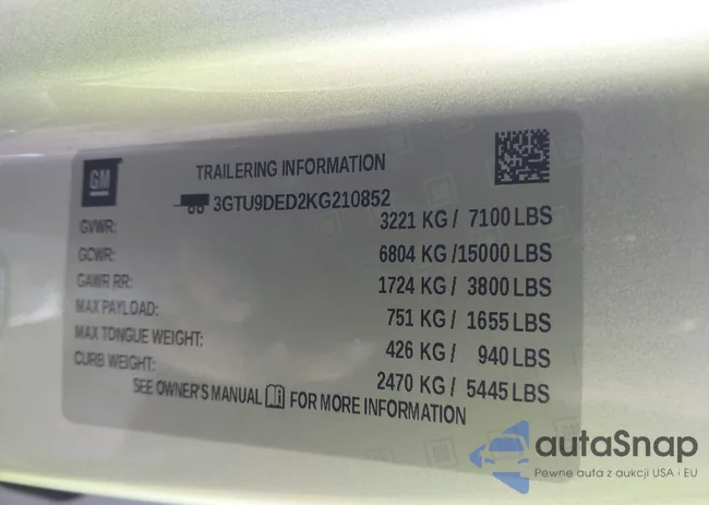 3GTU9DED2KG210852: 43881892