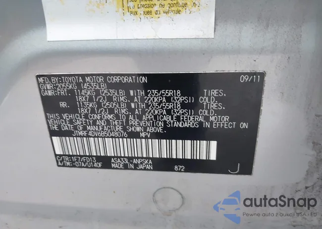 JTMRF4DV6B5048076: 43881951