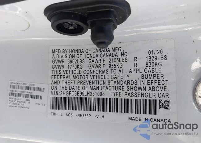 2HGFC3B99LH351098: 43882065