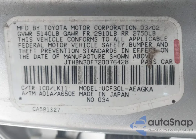 JTHBN30F720076428: 43882084