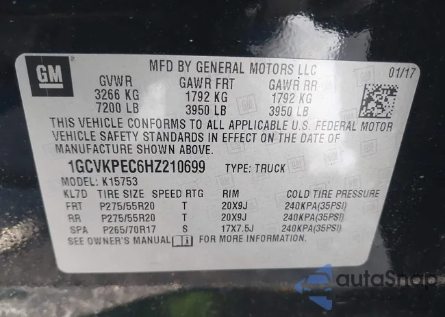 1GCVKPEC6HZ210699: 43882243