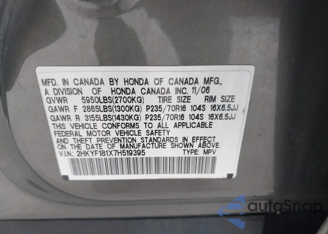 2HKYF181X7H519395: 43882331