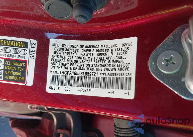 1HGFA16558L059721: 43881505