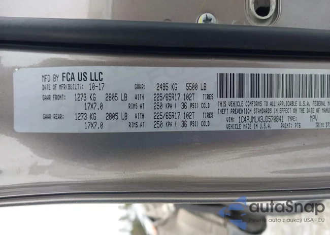 1C4PJMLX3JD570841: 43881664