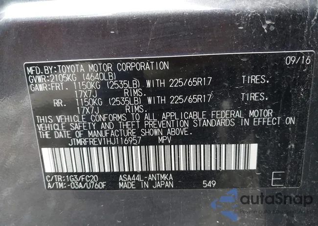 JTMRFREV1HJ116957: 43881692